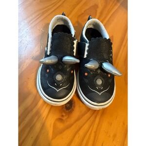 Vans Toddler Slip-On V Dinosaur Triceratops Black Silver Sneakers Size 8 Toddler